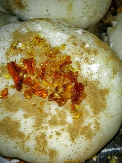 A picture of Mochi (Japanese Rice Cakes) Filled with Crema Catalana Mousse.