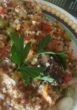 Una foto de Guiso vegano tricereales a la mandarina