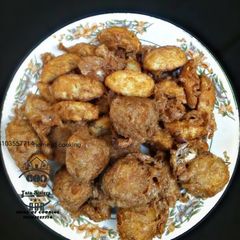 A picture of Yam balls and egg into egg.