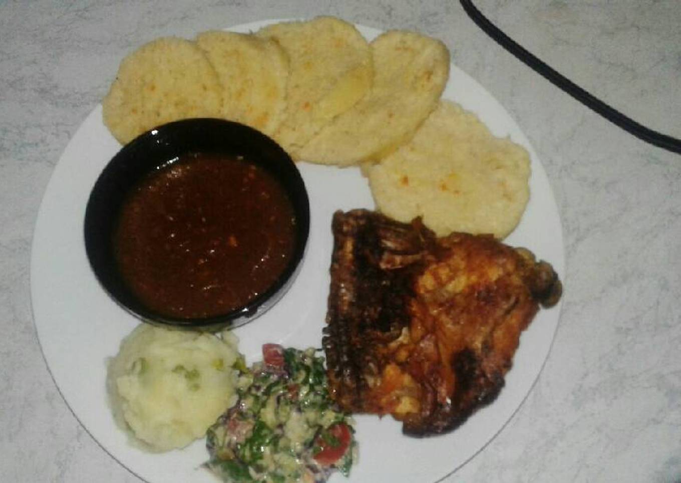 Dumpling and grilled chicken