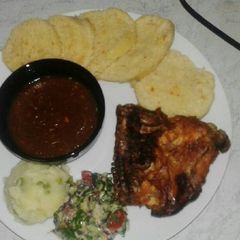 A picture of Dumpling and grilled chicken.