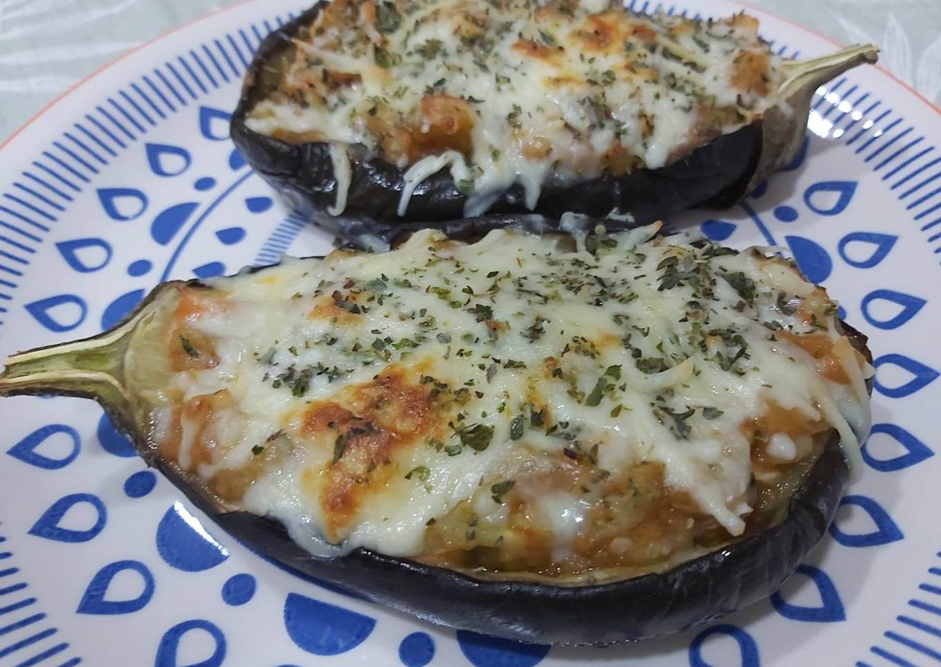 Berenjenas rellenas de pollo en 15 minutos