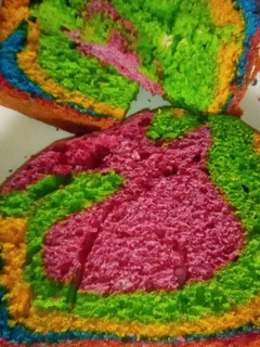 A picture of Rainbow pound cake.