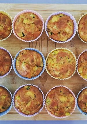 Une photo de Muffins salés lardons - courgette - champignon