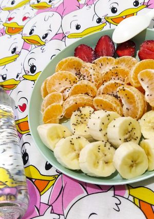 Foto resep Buah potong syehat 🤗🍓🍌🍊