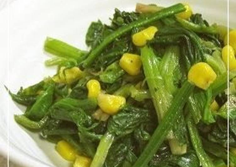 Simple Way to Make Speedy Butter and Soy Sauce Flavored Spinach and Corn