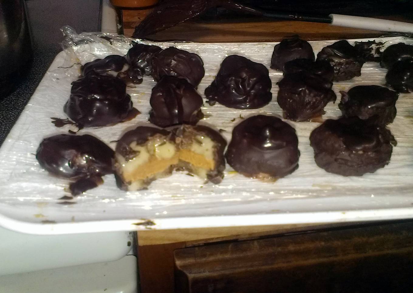 Chocolate dipped Peanut butter and banana sandwiches
