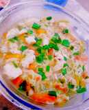 Chicken vegetables noodles with soup
