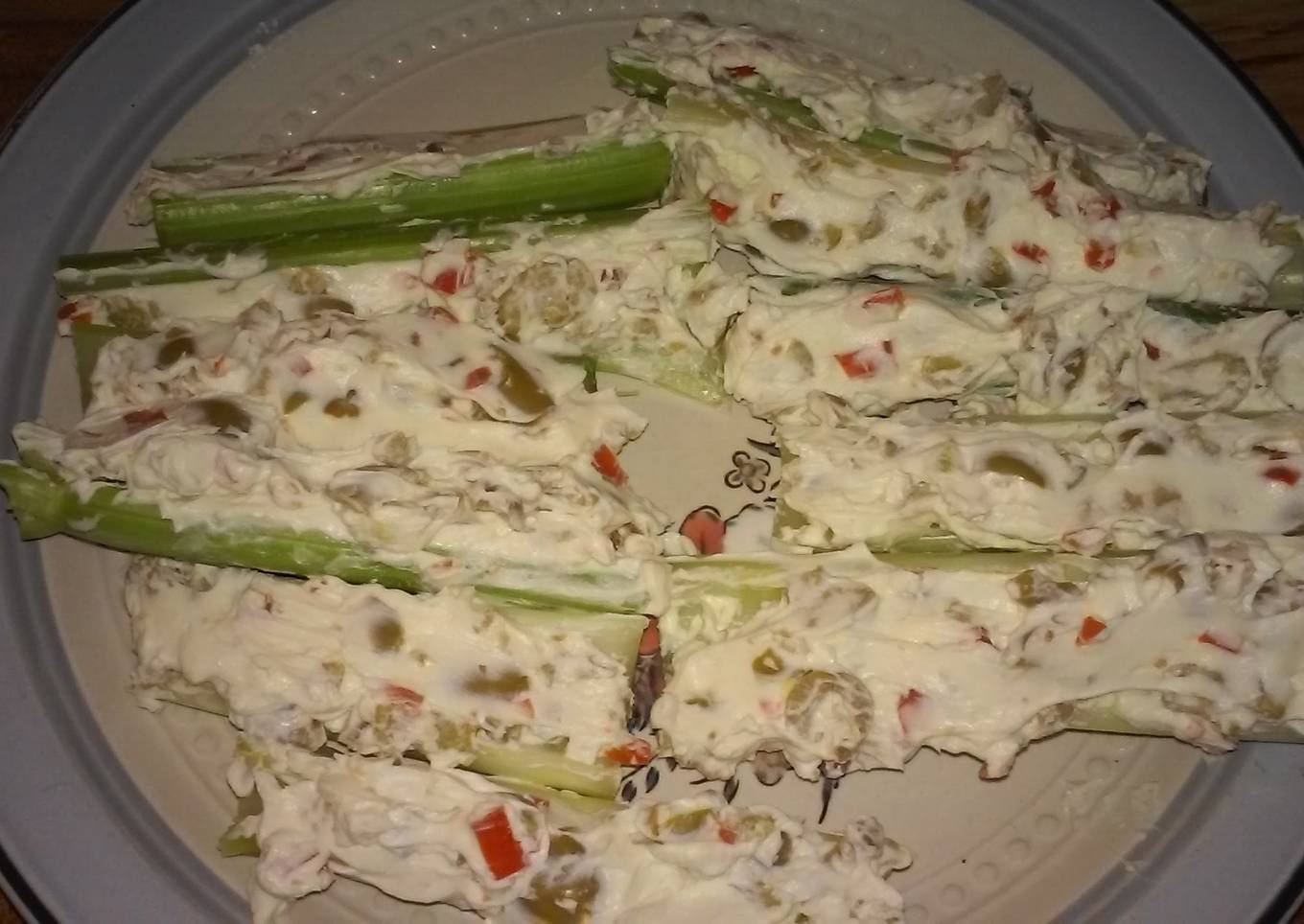 Cream cheese stuffed celery