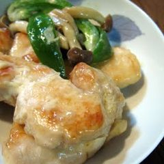 A picture of Moist Sautéed Chicken with Wasabi Soy Sauce and Mayonnaise.