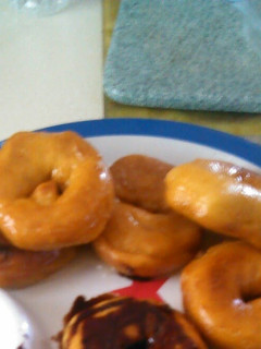 A picture of Donuts with glaze.