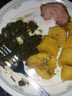 A picture of boiled plantain & vegetables..