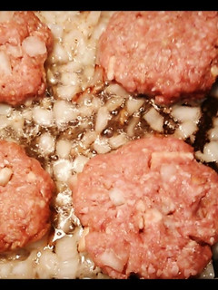 A picture of Onion fried beef patties.