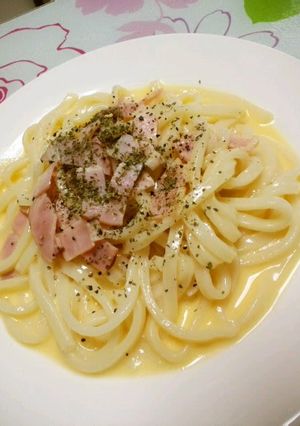 A picture of Easy Udon Carbonara.