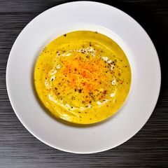 A picture of Acorn Squash & Basil Soup.