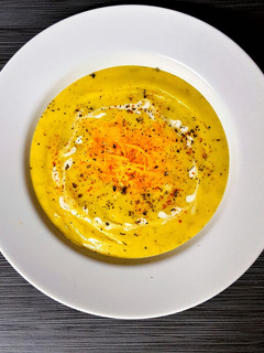 A picture of Acorn Squash & Basil Soup.
