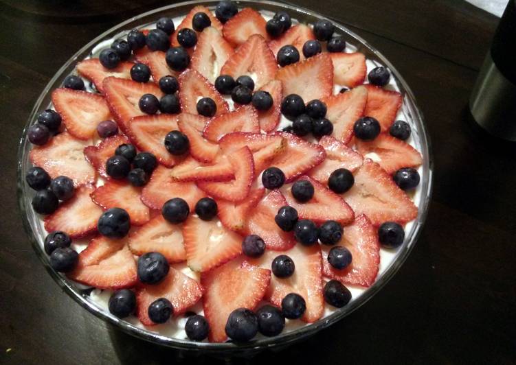 Recipe: Yummy Red, white & blue berry trifle