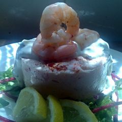 A picture of Sig's prawn cheesecake.