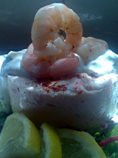 A picture of Sig's prawn cheesecake.