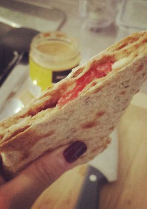 A picture of Fruits & Almond Butter Wrap.