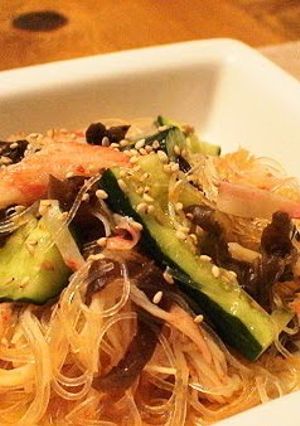 A picture of Spicy Cucumber and Cellophane Noodle Salad.