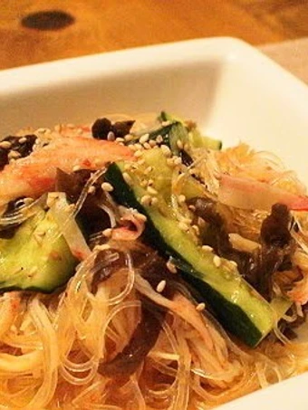 Simple Way Prepare Recipe Spicy Cucumber and Cellophane Noodle Salad that is Can Pamper Your Tongue, Really Delicious}