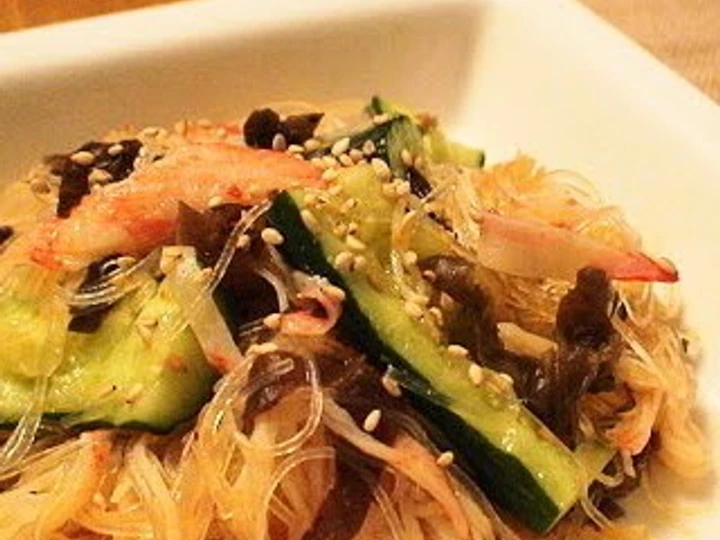 Simple Way Prepare Recipe Spicy Cucumber and Cellophane Noodle Salad that is Can Pamper Your Tongue, Really Delicious}