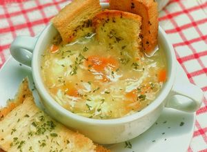 Foto resep Cream soup jagung dengan Roti panggang (Garlic Bread)