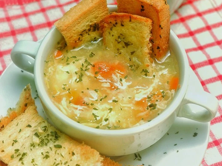 Cara Gampang Menyiapkan Resep Cream soup jagung dengan Roti panggang (Garlic Bread) yang Bisa Manjain Lidah Anti Ribet, Sempurna