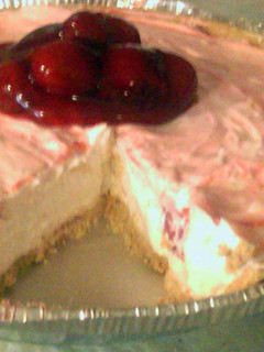A picture of Easy cherry cream cheese pie.