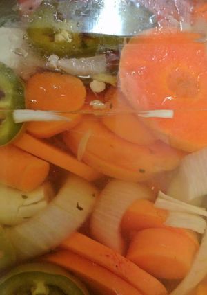 A picture of Spicy Carrots, Onions and Jalapenos (Mexican style).
