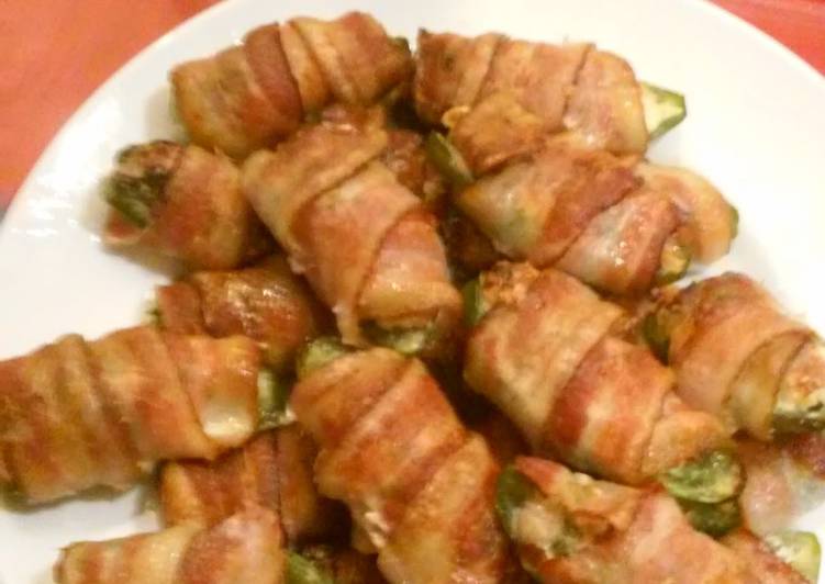 Recipe of Favorite Ground Pork and Cheese Stuffed Jalapeño Peppers Wrapped in Bacon