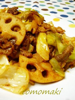 A picture of Lotus Root and Pork Stir-Fry With Sweet and Spicy Miso.