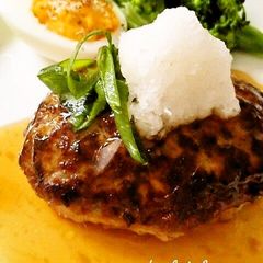 A picture of Plump Japanese-style Hamburger Steaks with Grated Daikon Radish.