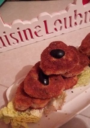 صورة لوصفة كروكات على شكل قلب بالارز والدجاج
