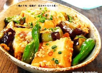 How to Prepare Tasty Soft Simmered Ground Chicken Atsuage and Eggplants
