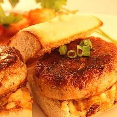 Tofu & Rice Crackers Vegetarian Hamburger A picture of Tofu & Rice Crackers Vegetarian Hamburger.