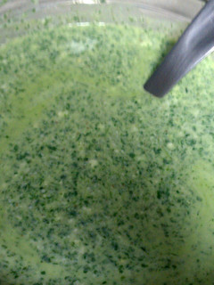 A picture of green sauce.