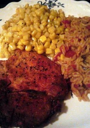 A picture of Arroz con chuletas.