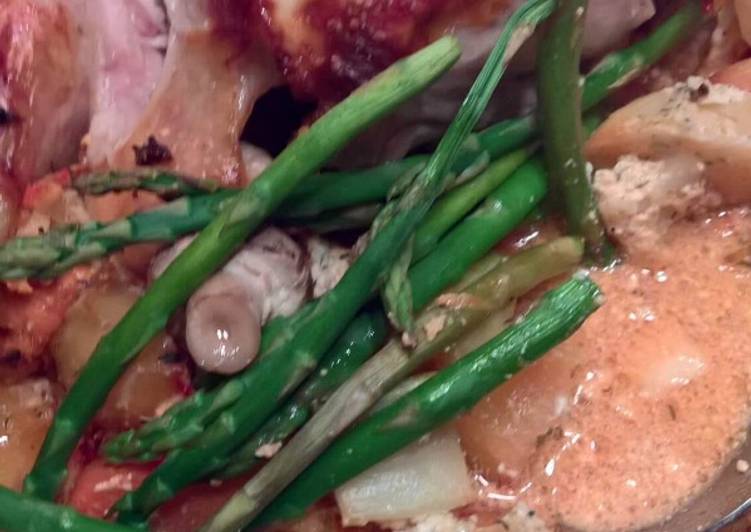 Recipe: Appetizing Ovnstegt kylling med grøntsager og sauce
