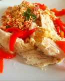 Bifes merluza con morrón encurtido y cous cous