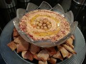A picture of roasted red pepper hummus