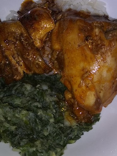 A picture of Spinach with potatoes.