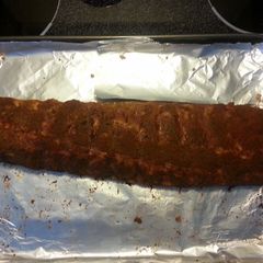A picture of Pork Ribs with dry rub (oven cooked and grilled).