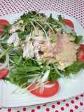 Chicken Breast and Mizuna Green Salad with Umeboshi, Mayonnaise, and Wasabi