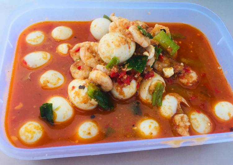 Resep Sambal udang dan telor puyuh Menggugah Selera