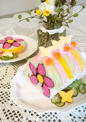 A picture of Flower Sushi Roll for Hina Matsuri or Mother's Day.