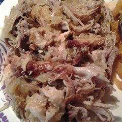 A picture of Lucky pork and sauerkraut.