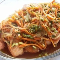 A picture of Chinese-style Roasted Fresh Salmon in Nanban Sauce.
