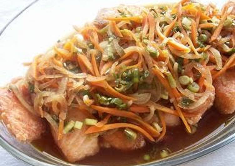 Recipe of Homemade Chinese-style Roasted Fresh Salmon in Nanban Sauce